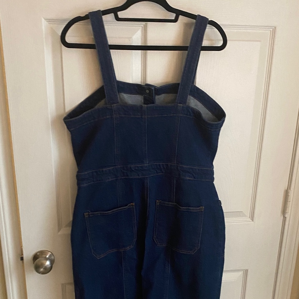 OAT Women's Fitted Denim Overall Button Dress Blue Size 14 - Picture 11 of 12